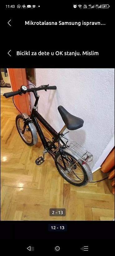 Bicikl za dete mozda do 9 g.
ispravno
Mirjevo na lalafo.rs — 1 Bicikl za dete mozda do 9 g.
ispravno
Mirjevo — 1