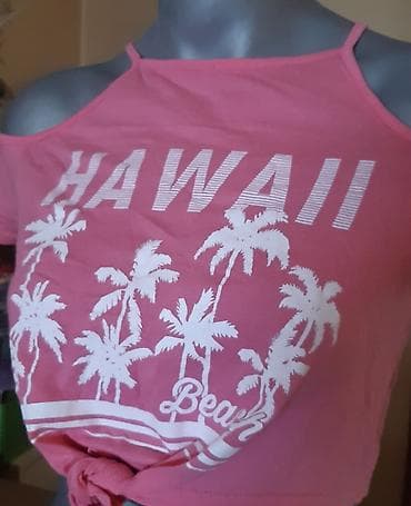 Dečiji crop top majica “HAWAII Beach” - Boja: roze - Print: beli na lalafo.rs — 2 Dečiji crop top majica “HAWAII Beach” - Boja: roze - Print: beli — 2