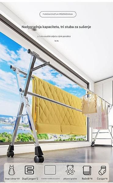 Prenosivi sklopivi stalak/sušilica za veš sa teleskopskim šipkama - na lalafo.rs — 10 Prenosivi sklopivi stalak/sušilica za veš sa teleskopskim šipkama - — 10