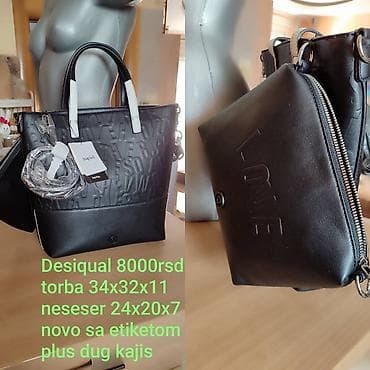 Desigual set torba + neseser - Crna ženska torba sa reljefnim slovima na lalafo.rs — 1 Desigual set torba + neseser - Crna ženska torba sa reljefnim slovima — 1