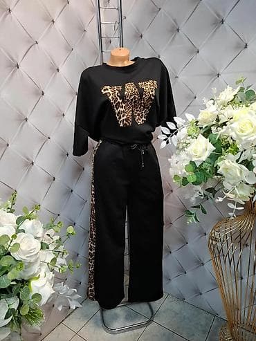 Damski komplet – majica i pantalone sa leopard detaljima - Dvodijelni na lalafo.rs Damski komplet – majica i pantalone sa leopard detaljima - Dvodijelni