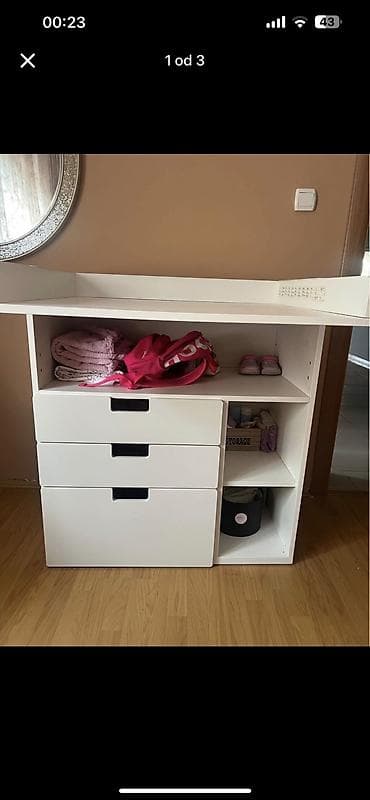 Table bases: Bela komoda/pult za presvlačenje bebe sa mnogo prostora za odlaganje at lalafo.rs — 1 Table bases: Bela komoda/pult za presvlačenje bebe sa mnogo prostora za odlaganje — 1