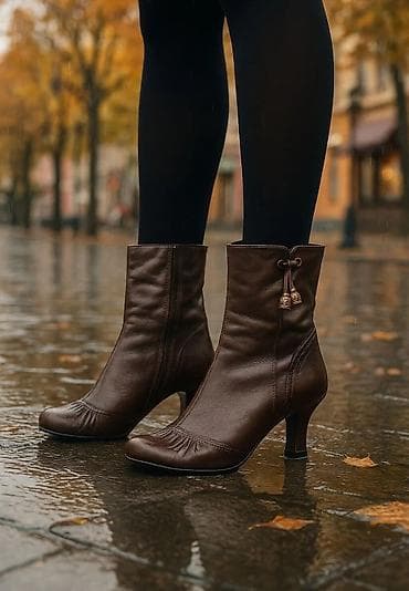 Ženske kožne čizmice na štiklu – braon - Materijal: prirodna koža na lalafo.rs — 1 Ženske kožne čizmice na štiklu – braon - Materijal: prirodna koža — 1