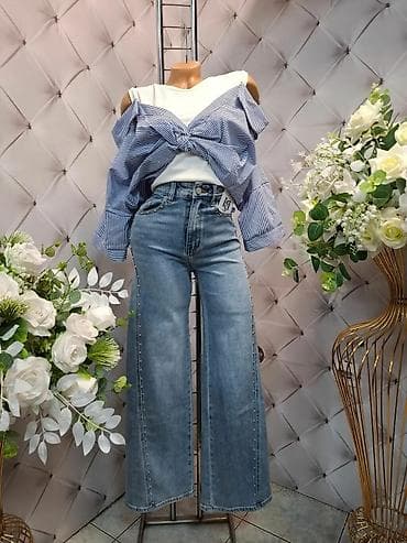 pantalone gina benotti: Ženske široke farmerke visokog struka i košulja - Kroj: široke at lalafo.rs — 1 pantalone gina benotti: Ženske široke farmerke visokog struka i košulja - Kroj: široke — 1