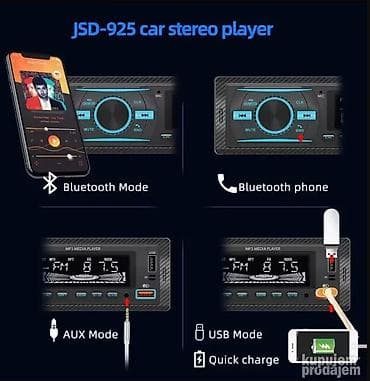 Bluetooth Auto Audio Radio MP3 plejer Stereo 4x60w 925 Auto MP3 na lalafo.rs — 3 Bluetooth Auto Audio Radio MP3 plejer Stereo 4x60w 925 Auto MP3 — 3