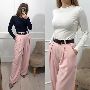 Elegantne široke pantalone sa visokim strukom - Kroj: ravne, široke na lalafo.rs Elegantne široke pantalone sa visokim strukom - Kroj: ravne, široke