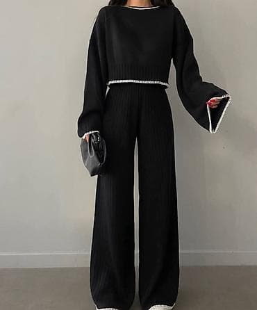 pantalone butiku ali: Ženski dvolični komplet od pletiva – bluza i široke pantalone - na lalafo.rs — 1 pantalone butiku ali: Ženski dvolični komplet od pletiva – bluza i široke pantalone - — 1