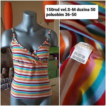 Šarena ženska majica na bretele - Model: top sa preklopom na dekolteu na lalafo.rs Šarena ženska majica na bretele - Model: top sa preklopom na dekolteu