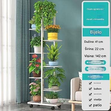 Višenamenski višeslojni stalak za cveće – belo - Konstrukcija sa 8 na lalafo.rs Višenamenski višeslojni stalak za cveće – belo - Konstrukcija sa 8