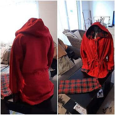 Komplet: crveni kaput sa kapuljačom + suknja u tartan šari. - na lalafo.rs — 2 Komplet: crveni kaput sa kapuljačom + suknja u tartan šari. - — 2