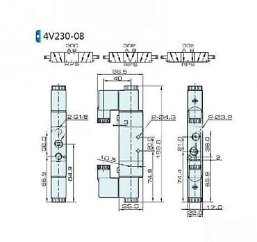 Elektromagnetni pneumatski razvodnik 4V230-08 - Tip: 5/3 ili 5/2 na lalafo.rs Elektromagnetni pneumatski razvodnik 4V230-08 - Tip: 5/3 ili 5/2