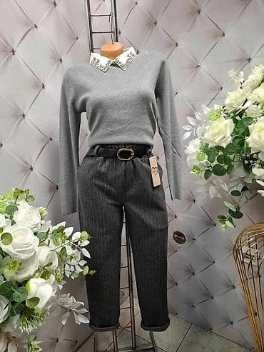 💫Elegantna ženska kombinacija – siva pletena bluza i tamnosive na lalafo.rs — 2 💫Elegantna ženska kombinacija – siva pletena bluza i tamnosive — 2