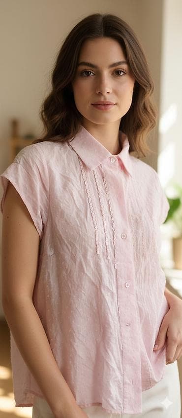 Ženska košulja bez rukava – svetloružičasta - Materijal: lagana na lalafo.rs Ženska košulja bez rukava – svetloružičasta - Materijal: lagana