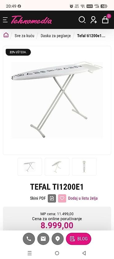 Tefal TI1200E1 – daska za peglanje - Stabilna metalna konstrukcija sa na lalafo.rs — 1 Tefal TI1200E1 – daska za peglanje - Stabilna metalna konstrukcija sa — 1