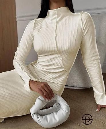 Rebrasti dvodelni komplet – džemper i suknja - Model: uski kroj sa at lalafo.rs — 1 Rebrasti dvodelni komplet – džemper i suknja - Model: uski kroj sa — 1