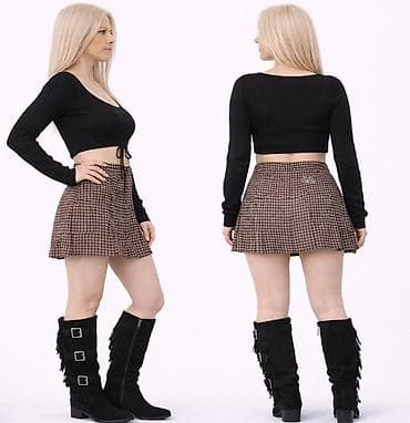 Mini suknja na falte – karirani dezen - Model: mini A-kroj sa blagim na lalafo.rs Mini suknja na falte – karirani dezen - Model: mini A-kroj sa blagim