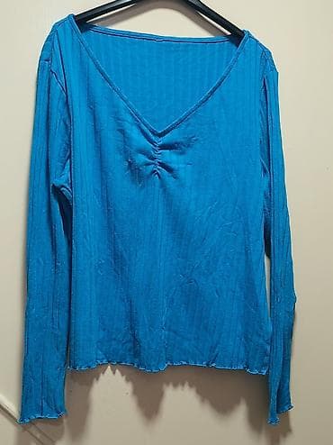 Plava ženska bluza dugih rukava - Boja: intenzivno plava - Kroj na lalafo.rs — 1 Plava ženska bluza dugih rukava - Boja: intenzivno plava - Kroj — 1