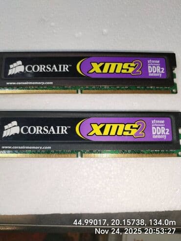 RAM Memorija 4GB (2x2GB) DDR2 DIMM 1066 MHz CORSAIR Odlična memorija na lalafo.rs RAM Memorija 4GB (2x2GB) DDR2 DIMM 1066 MHz CORSAIR Odlična memorija