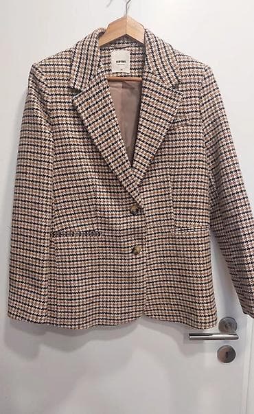 Ženski blejzer sa šahovskim (houndstooth) dezenom u bež, braon i oker na lalafo.rs — 5 Ženski blejzer sa šahovskim (houndstooth) dezenom u bež, braon i oker — 5