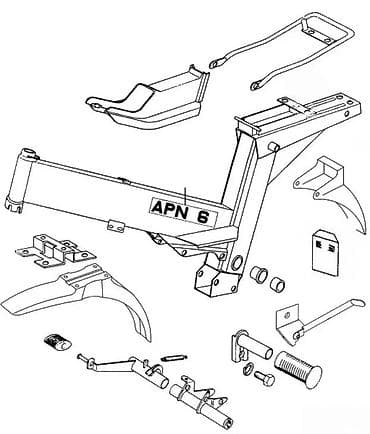 Zadnji nosač prtljaga za motocikl, dizajniran za APN 6 modele. Izrađen at lalafo.rs Zadnji nosač prtljaga za motocikl, dizajniran za APN 6 modele. Izrađen
