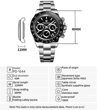 PAGANI DESIGN PD-1644 Sport - 40mm -Black/Crni-Rolex Daytona Potpuno na lalafo.rs — 8 PAGANI DESIGN PD-1644 Sport - 40mm -Black/Crni-Rolex Daytona Potpuno — 8