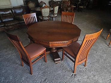 Sets of table and chairs: Drveni trpezarijski set – okrugli/višekutni sto sa 4 stolice - at lalafo.rs — 3 Sets of table and chairs: Drveni trpezarijski set – okrugli/višekutni sto sa 4 stolice - — 3