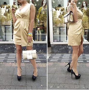 Elegantna satenska haljina u boji šampanjca. - Kroj: mini dužina, bez at lalafo.rs — 2 Elegantna satenska haljina u boji šampanjca. - Kroj: mini dužina, bez — 2