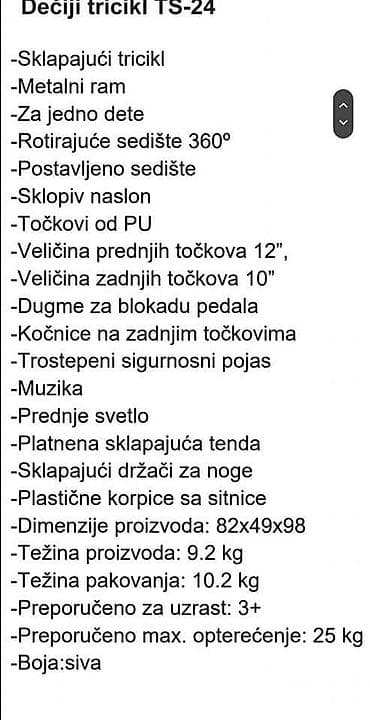 Ostale igračke: Sklapajuci tricikl sa tendom
10.990 din
JJ
Igr 2 na lalafo.rs — 6 Ostale igračke: Sklapajuci tricikl sa tendom
10.990 din
JJ
Igr 2 — 6