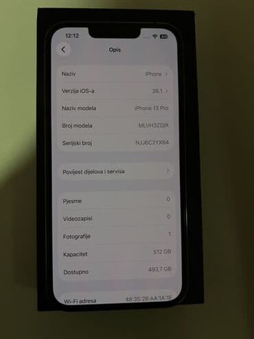 Apple iPhone iPhone 13 Pro, 512 GB, Graphite, Face ID na lalafo.rs Apple iPhone iPhone 13 Pro, 512 GB, Graphite, Face ID