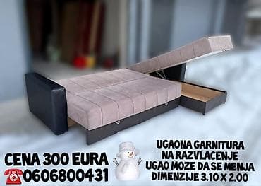 Ugaona garnitura na razvlačenje. - Dimenzije: 3,10 x 2,00 m - Ugao na lalafo.rs — 8 Ugaona garnitura na razvlačenje. - Dimenzije: 3,10 x 2,00 m - Ugao — 8