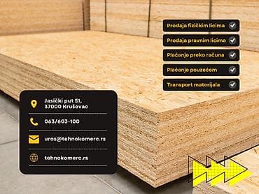 OSB (Oriented Strand Board) ploče proizvođača KRONOSPAN za internu na lalafo.rs OSB (Oriented Strand Board) ploče proizvođača KRONOSPAN za internu