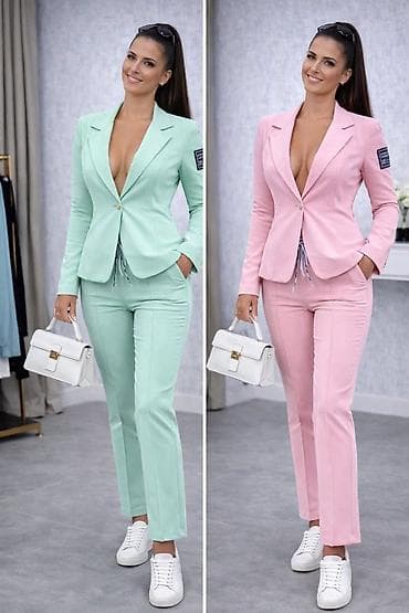 Ženski komplet sa sakoom i pantalonama – elegantan i udoban - Model na lalafo.rs Ženski komplet sa sakoom i pantalonama – elegantan i udoban - Model