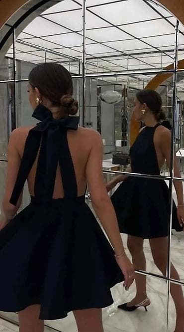 dve suknje po: Elegantna mini haljina sa otvorenim leđima i velikom mašnom - Kroj at lalafo.rs — 2 dve suknje po: Elegantna mini haljina sa otvorenim leđima i velikom mašnom - Kroj — 2