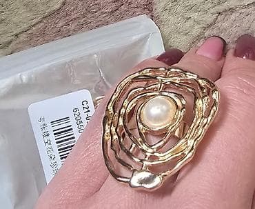 Veliki masivan zlatan prsten sa biserom, prelep, veliki, nov na lalafo.rs — 5 Veliki masivan zlatan prsten sa biserom, prelep, veliki, nov — 5