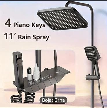 Tuš sistem sa 4 “piano” tastera i 11" kišnim raspršivačem – boja: crna na lalafo.rs Tuš sistem sa 4 “piano” tastera i 11" kišnim raspršivačem – boja: crna