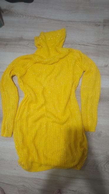 Žuta pletena haljina-džemper sa rol kragnom - Topla, mekana pletenina at lalafo.rs — 2 Žuta pletena haljina-džemper sa rol kragnom - Topla, mekana pletenina — 2