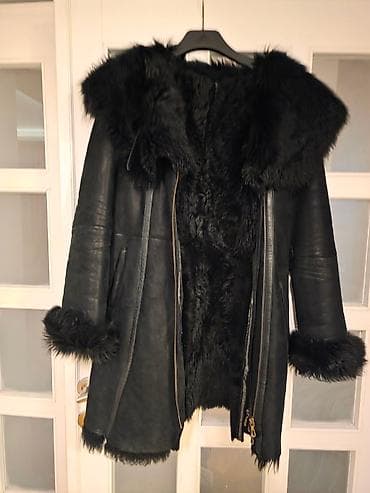 Ženska zimska jakna/kaput od crne kože sa krznom - Model: duži kaput na lalafo.rs — 5 Ženska zimska jakna/kaput od crne kože sa krznom - Model: duži kaput — 5