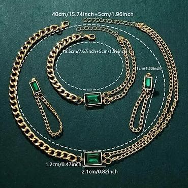 Elegantni set nakita sa satom – zelena/pozlata Sadržaj seta: - Ručni na lalafo.rs — 5 Elegantni set nakita sa satom – zelena/pozlata Sadržaj seta: - Ručni — 5