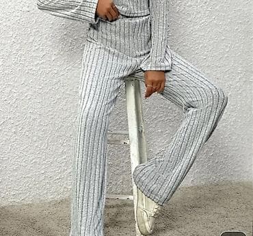 Sive rebraste pantalone širokih nogavica. Izrađene su od udobnog na lalafo.rs — 6 Sive rebraste pantalone širokih nogavica. Izrađene su od udobnog — 6