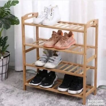 Bambusova polica za obuću – 4 nivoa - Materijal: prirodni bambus na lalafo.rs Bambusova polica za obuću – 4 nivoa - Materijal: prirodni bambus