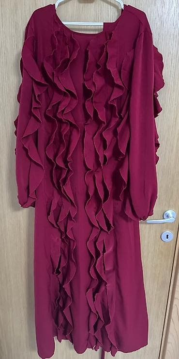 Elegantna duga haljina u boji maline/bordo. - Kroj: ravna silueta do na lalafo.rs — 1 Elegantna duga haljina u boji maline/bordo. - Kroj: ravna silueta do — 1