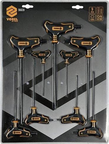 Pneumatski alati i kompresori: VOREL by TOYA set T‑ručnih TORX ključeva – 9 delova (model 56639) - na lalafo.rs — 1 Pneumatski alati i kompresori: VOREL by TOYA set T‑ručnih TORX ključeva – 9 delova (model 56639) - — 1
