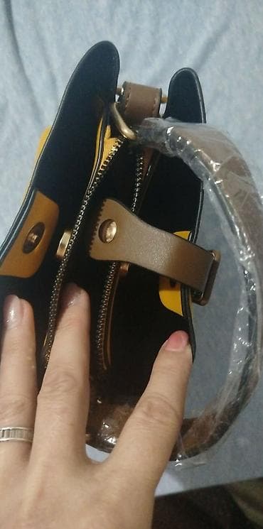 Ženska torba – žuta sa braon detaljima - Model: tote/kanta torba sa at lalafo.rs — 4 Ženska torba – žuta sa braon detaljima - Model: tote/kanta torba sa — 4