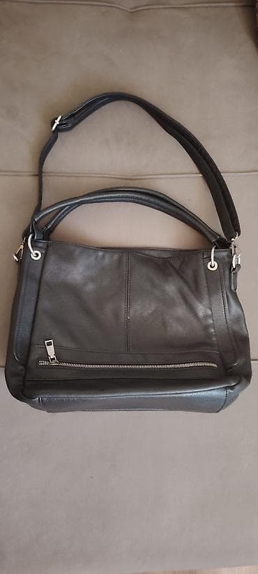 Ženska torba preko ramena – crna, kožna - Materijal: prirodna/eko na lalafo.rs Ženska torba preko ramena – crna, kožna - Materijal: prirodna/eko