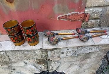 Drveni ukras,četri čaše sa kašikama, tradicionalni ukras iz Rusije,lep na lalafo.rs — 2 Drveni ukras,četri čaše sa kašikama, tradicionalni ukras iz Rusije,lep — 2