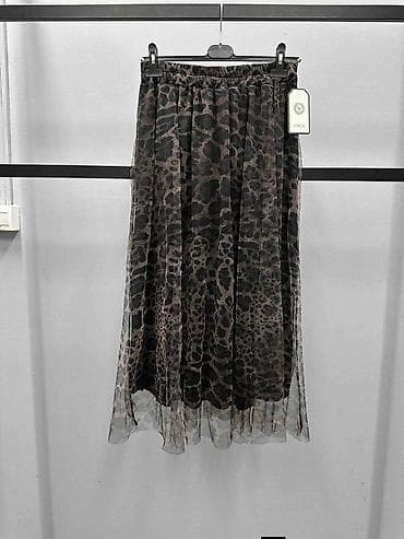 Ženska midi suknja sa animal printom i prozirnim slojem od tila. - na lalafo.rs — 2 Ženska midi suknja sa animal printom i prozirnim slojem od tila. - — 2