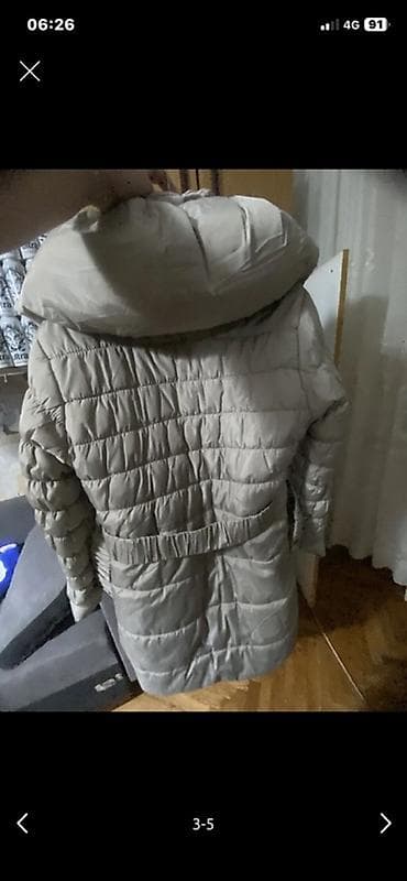 Ženska zimska jakna s kapuljačom u bež/sivoj nijansi. - Model: duža na lalafo.rs — 3 Ženska zimska jakna s kapuljačom u bež/sivoj nijansi. - Model: duža — 3