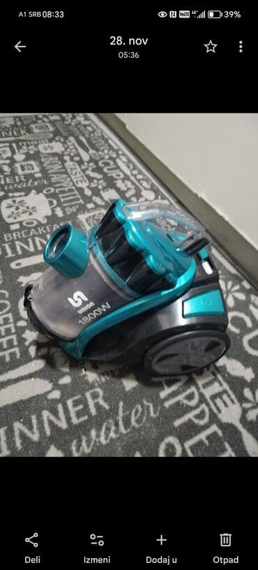 Usisivač Union 1800W – ciklonska tehnologija bez kese - Snaga: 1800 W na lalafo.rs Usisivač Union 1800W – ciklonska tehnologija bez kese - Snaga: 1800 W