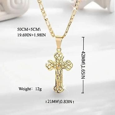 Muški/narukvica i lanac sa priveskom – zlatna boja, krst sa raspećem na lalafo.rs — 5 Muški/narukvica i lanac sa priveskom – zlatna boja, krst sa raspećem — 5