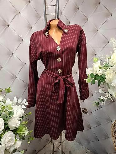 Haljina košulja sa prugama i pojasom - Model: košulja-haljina sa na lalafo.rs — 4 Haljina košulja sa prugama i pojasom - Model: košulja-haljina sa — 4